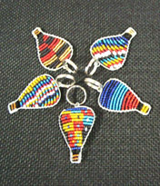 Beaded balloon keyrings.